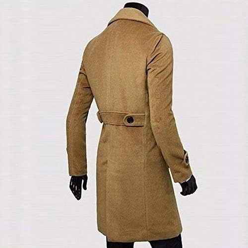 Зимски јакни од Ymosrh мажи тенок стилски ров палто со двојно гради со долга јакна од кожна јакна