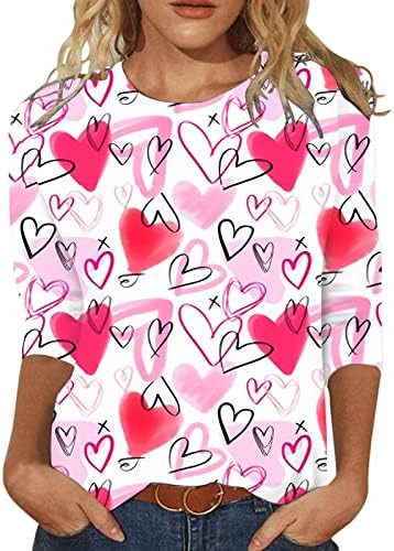 Jjhaevdy Ден на в Valentубените кошули жени среќни кошули за ден на вineубените графички влечења на вineубените врвови облека