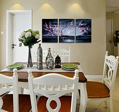 Moyedecor Art - 3 парчиња модерно платно сликарство wallидна уметност Сликата за домашна декорација виолетова слива цвет во