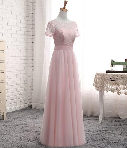 Солутес женски кратки ракави чипка чипка линијата за деверуша фустани Мајка на невестата фустан