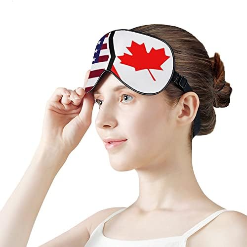 Американско и канадско знаме маска за спиење мека маска за очи за очи со прилагодлива лента за жени жени