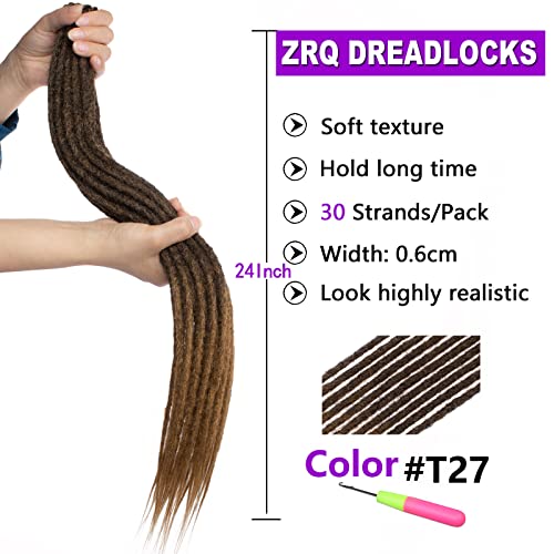 ZRQ 30 Насоки Dreadlocks Екстензии 24 Омбре Dreadlocks Капчиња Стравови Dreadlock Екстензии Бохо Стил Синтетички Капчиња Плетенка Коса T27