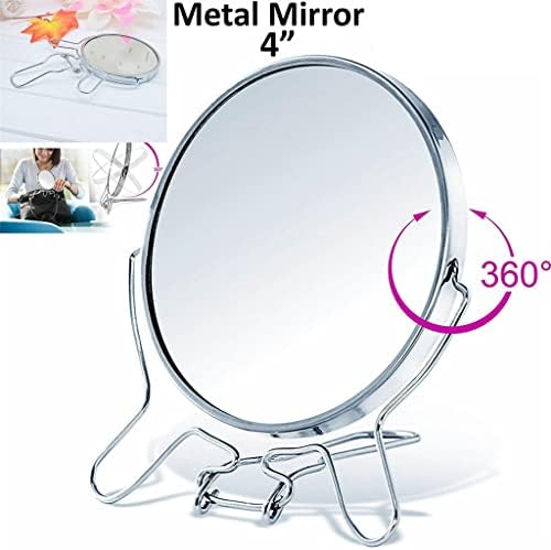 Хукаи Круг Шминка Суета Огледало 360 Степен Ротирачки Страна Огледало Лупа Нерѓосувачки Челик Рамка
