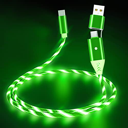 2 Во 1 Осветлете USB C Кабел ЗА Полнење Со Вклучување/Исклучување, USB - A/C До C Кабел За Брзо Полнење, Led Осветлување Кабел