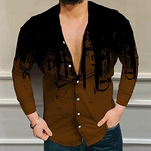 XIQIAM Обични кошули за мажи подароци печатени кошули со долги ракави Обични лабави печатени кошули со долг ракав