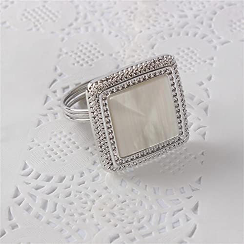 Mxiaoxia 10 парчиња хотелски свадба банкет со салфетка, салфетка тока сребрена украс прстен за салфетка