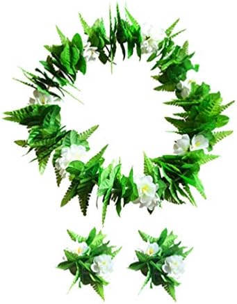 Pretyzoom 1 Поставете зелени хавајски ѓердан вештачки лисја украси за рачен лента за рачен рачен лента
