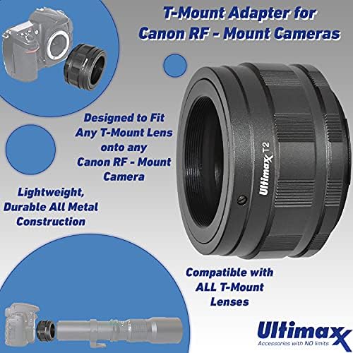 Ultimaxx Висока Моќност 500mm f/8 Рачно Мулти-Обложени Претходно Поставени Телефото Објектив Комплет За CANON EOS R &засилувач; RP Огледало