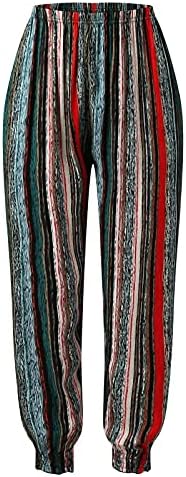 Ронгкси боемски панталони Панталони женски печатени цветачи плажа обични панталони меки пантолони од пот