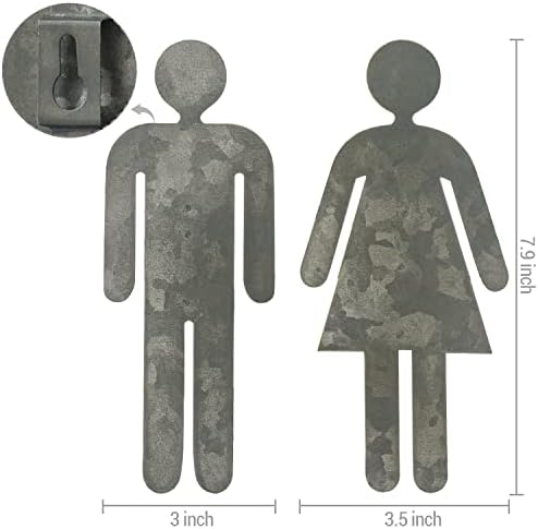 Mygift Rustic Galvanized Metal Cutout Maleенски женски тоалети за висина на вратата, знак за етикета на вратата, декоративна соблекувална