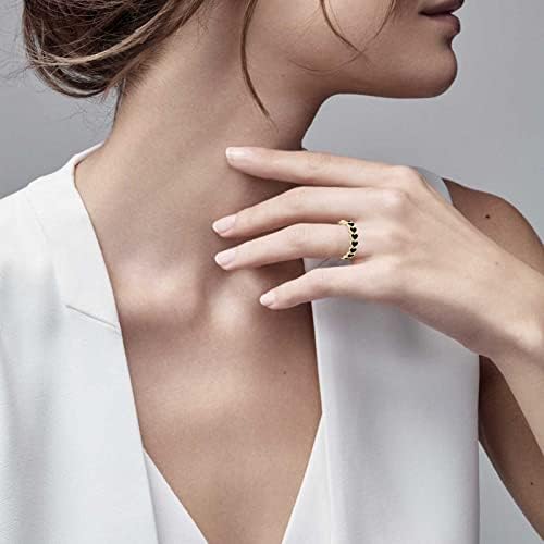 Прстени за жени 2023 година роденденски подароци срце Loveубов со повеќебојни прстен прстен дијамантски моден праска накит шуплив
