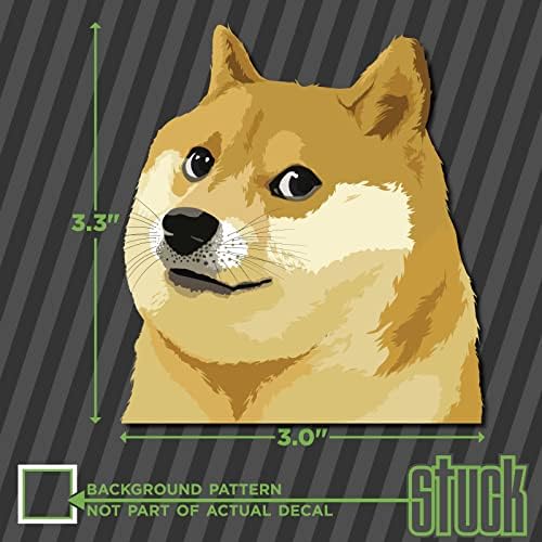 Глава на Доге - 3,0 x3.3 - печатена налепница за винил декорации, таков леле куче Шиба мем