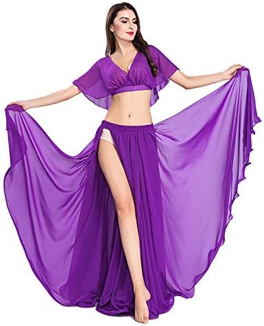 Костим за танцување на Royal Smeela Belly, сет за жени шифон танцување здолниште и врвови секси големи замав танцувачки здолништа фустан една