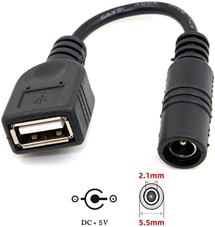 CABLECC 5V USB Женски На Dc Моќ Приклучок 5.5 2.1 mm Полнење Адптер Кабел за Мобилен телефон &засилувач; Таблет