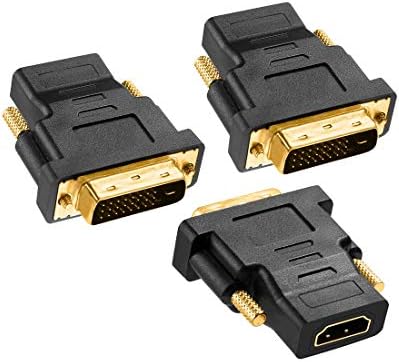 DVI до HDMI адаптер, злато позлатено машко видео на 1080p HDMI Femaleенски порта двонасочен конектор за конвертор DVI-D за HDTV, плазма, ДВД и проектор