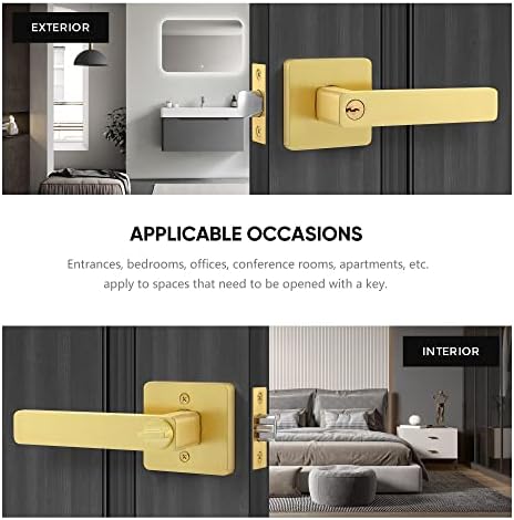 Карлстон 6 пакет - Копче за златна врата со модерен дизајн на заоблен агол за простории за кои е потребен клуч за отворена златна врата поддржува 45 ° реверзибилна ра?