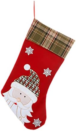 Божиќни чорапи крпа Божиќна чорапска торба и Божиќ што висат чорапи за забавно декорација и Божиќен црвен филм Црвен сет украс за