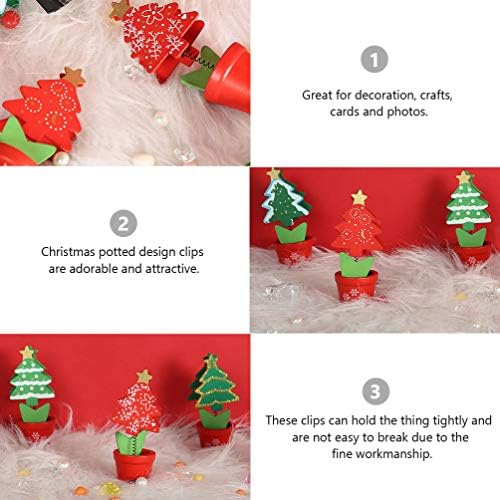 Pretyzoom 6pcs Божиќно дрво Фото клипови бонсаи во форма на Божиќно дрво Облека за поттикнување на табела Број на табела Место за држач