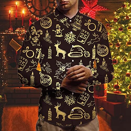 ZDDO 2022 Ново копче за Божиќни масти надолу дизајнерски кошули, 3Д смешни Божиќ Дедо Мраз Снегулки Печати Хавајски фустан кошула