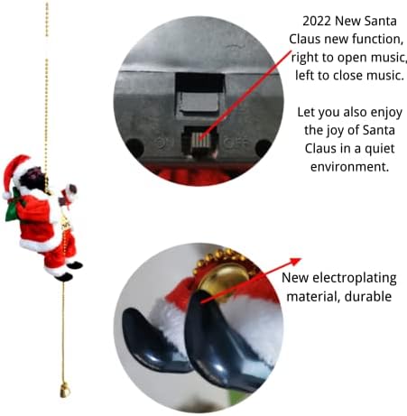 Музичко качување по јаже на Дедо Мраз, Електрична играчка за играчка Божиќна декорација за домашна канцеларија врата, искачување на