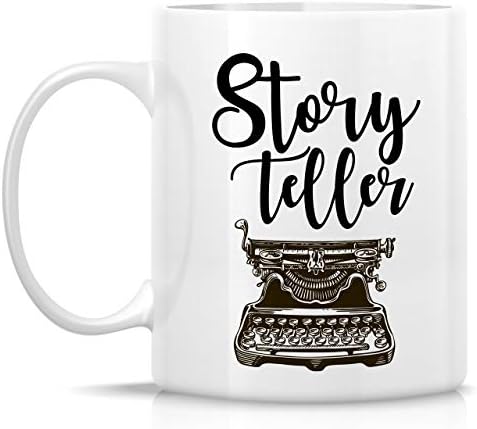 Смешна кригла Retreez - Приказна раскажувач за пишување машина за пишување авторски уредник 11 мл керамички чај чаши за кафе - смешно, сарказам,