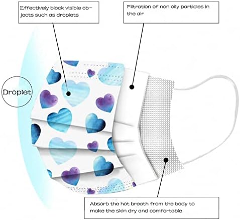 Стоота Возрасни 10 ПАРЧИЊА Маски За Еднократна Употреба На Денот На Вљубените, Празничен Принт За Парови Заштитни Капаци За Лице