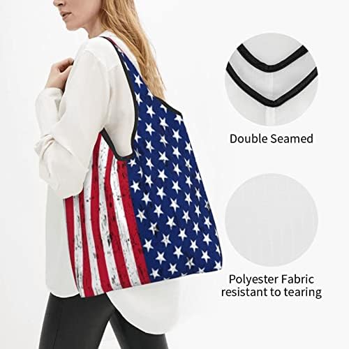 Кујнски Торби За Намирници За Повеќекратна Употреба Американски Знаме-Ѕвезди-Ленти Торби За Пазарење Што Се Перат Преклопливи Торбички
