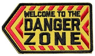 Добредојдовте во опасна зона за вез за печење воен тактички морал, амблем Апликат закрпи за куки за облека додатоци за ранец
