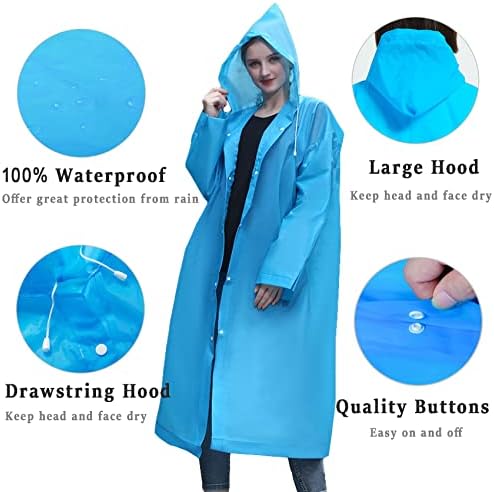 Мантил за возрасни 2 пакуваат дождовни пончоси водоотпорни со аспиратор лесен палто за еднократно дожд за жени и мажи