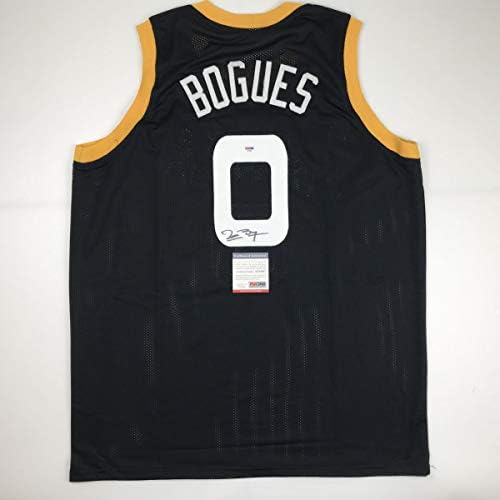 Автограмиран/потпишан Muggsy Bogues Space Jam Monstars Black Basketball Jersey PSA/DNA COA