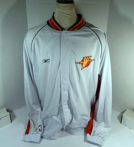 2000 -тите игра на Голден Стејт Вориорс издадена бела загрева јакна 4XL DP44930 - НБА игра користена