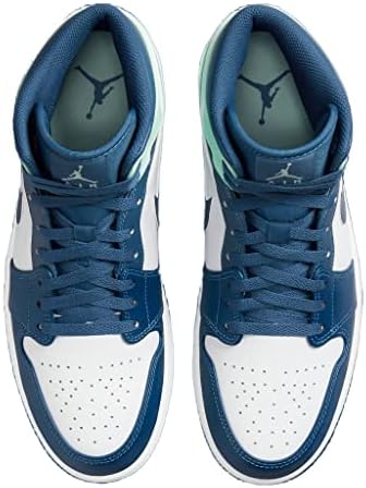 Nike Men's Air Jordan 1 Mid Sneaker, Mystic Navy/Mint Foam-White, 8,5