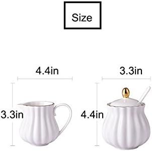 Изборен елегантен цвет дизајн керамички шеќер и кремач сет со крем за лажици за капакот, поставен кафе, сервисирање на свадба подарок