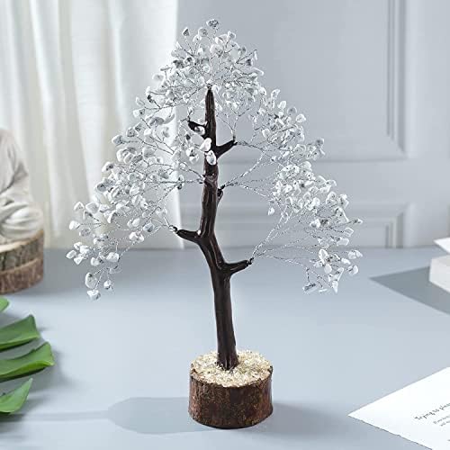 Кристално дрво од сребрена жица - Дрво од скапоцен камен на животот, лековито кристал, декор на фенг шуи, рачно изработено дрво од бонсаи,