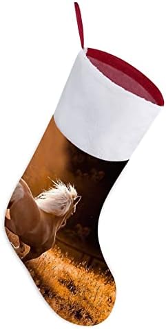 Водење на коњи Божиќни чорапи порибување на Божиќно дрво Дедо Мраз виси украси за празничен камин 16,5 “