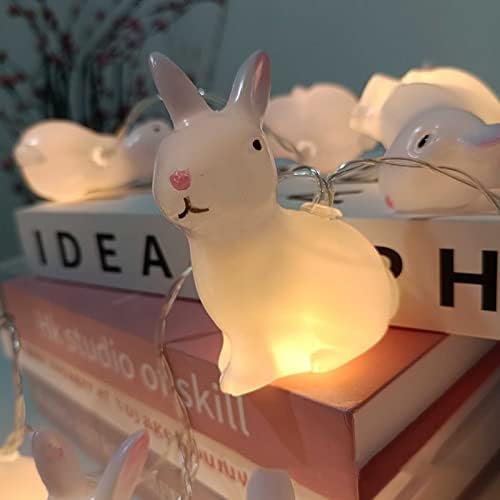 HSART Велигденски зајак LED декорации светла, 20 ft 40 LEDOS LEDOS Bunny Fiming Light, Battery управувана од Велигденска жица,