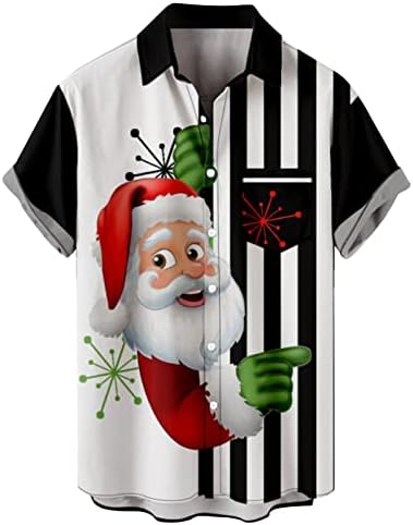 XXBR Божиќно копче надолу кошули за машки краток ракав Смешен Божиќ Дедо Мраз печати случајна кошула дизајнерска кошула
