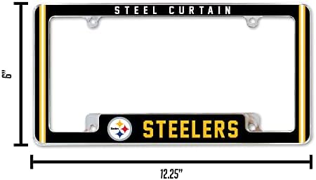 NFL Pittsburgh Steelers „Челична завеса“ Премиум целосна боја долготрајна легура на цинк -легура со хромирана табличка со табличка