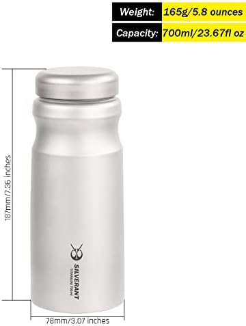 Silverant Ultralight Titanium Water Shoth 700ml/23.67fl Oz Sports Edition со изолациски термички ракав