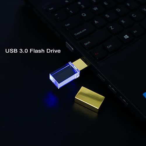 Laak 64GB Кристално Транспарентен Правоаголник Вистински Трепкање Флеш Диск USB 3.0 Свадба Подарок Pendrive, Злато