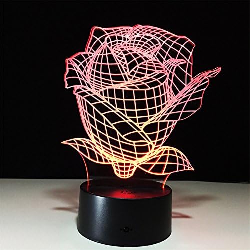 Deerbird® Rose Flower 3D Оптичка илузија за визуелизација LED уметнички скулптури далечински управувач ноќни светла ламба со