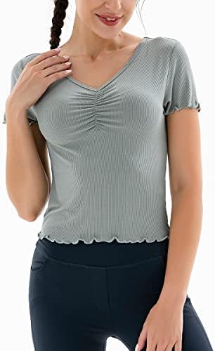 Sanqiang 2 пакувања со кратки ракави маици за жени памучни тенок врвови против вратот меко случајно подлога