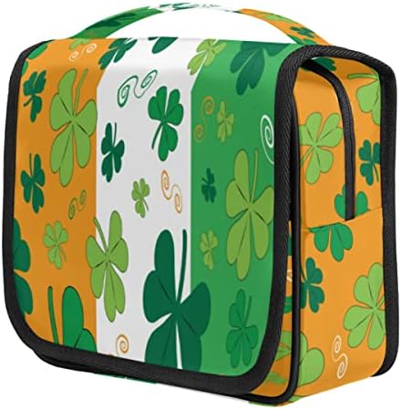 Висечка Патничка Тоалетна Торба Шамроки На Ирското Знаме Водоотпорна Козметичка Торба Со Голем Капацитет Патување Пренослива Торба За Шминка