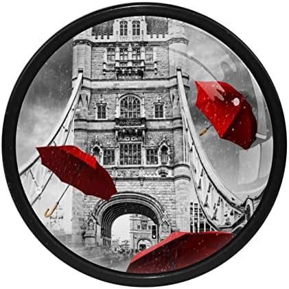Пакет Tbouobt 4 - Копчиња за хардвер, копчиња за плакари и фиоки, рачки за фустани на фарма, црвен чадор на кула мост