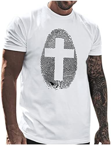 XXBR машки војник кратки ракави маици летни отпечатоци од прсти Исус вкрстена печатена маичка за вежбање спортски спортски врв врв