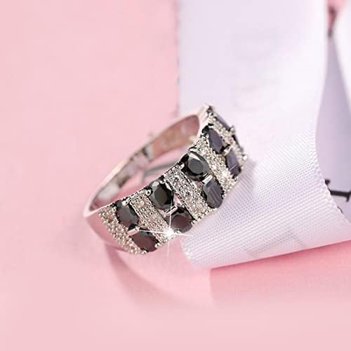 Сребрени жени прсти прстени моден тренд единечен целосен дијамант циркон прстен дами накит дијамантски прстени за жени големина 6 10