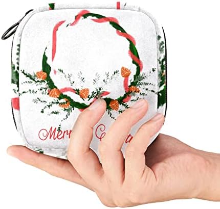 Оријукан санитарна торба за складирање на салфетка, торба за преносен период за жени девојки менструална чаша торбичка, среќен Божиќен цвет