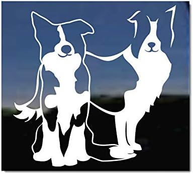Пар на седечки гранични колекции | Налепница за прозорец за винил кучиња Винил Дог