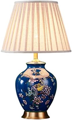 Lxxsh романтична сина порцеланска керамичка маса за маса за дневна соба спална соба кревет ламба покрај креветот светло светло ноќно светло