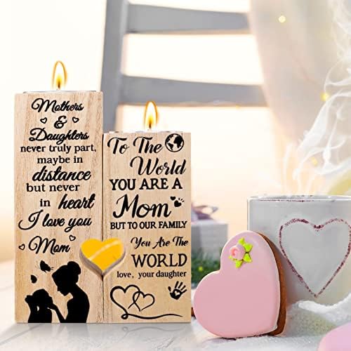 Подароци За Мама Подароци Од Ќерка Деца, Држач За Свеќи со 2 Чајни Светла и Картичка, Роденденски Подарок Со Кутија За Подароци За
